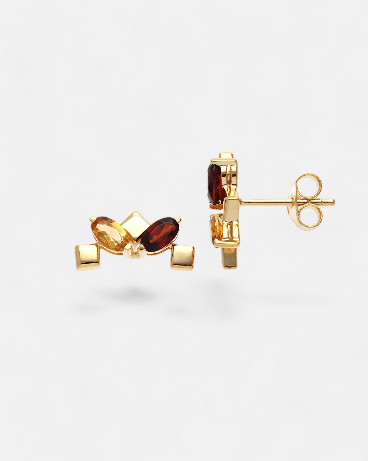 Edelstein Ohrring Set mit Granat & Citrin – Earcuff & Statement-Ohrringe für mehr Positivität