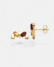 Edelstein Ohrring Set mit Granat & Citrin – Earcuff & Statement-Ohrringe für mehr Positivität