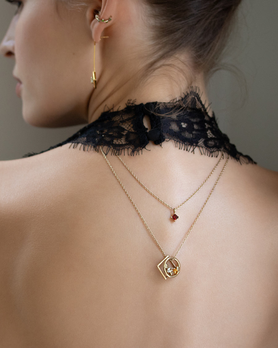 Layering Ketten Gold - Edelsteinkette Roter Granat - Daring Halskette