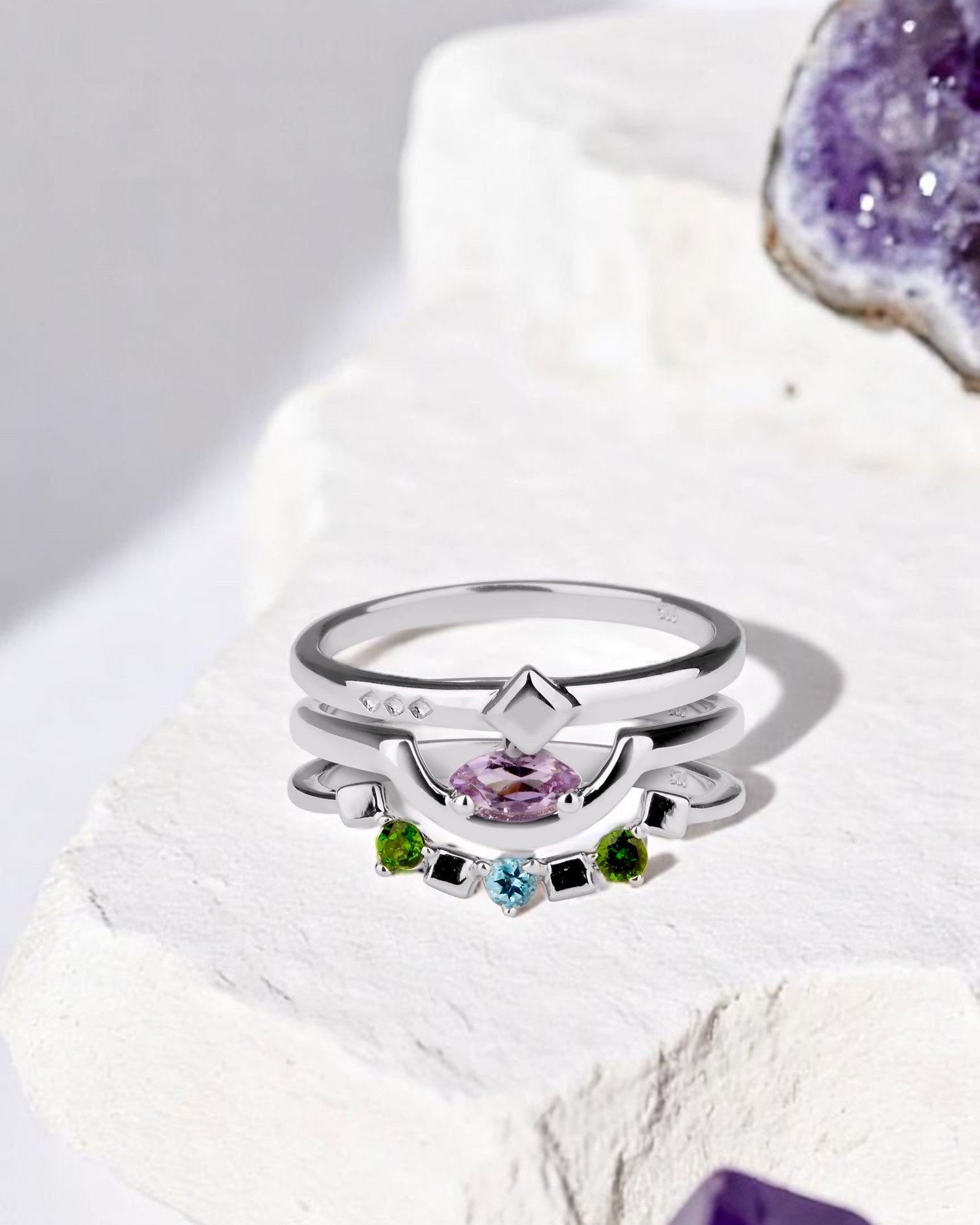 Daring Triad Ring Amethyst Silber