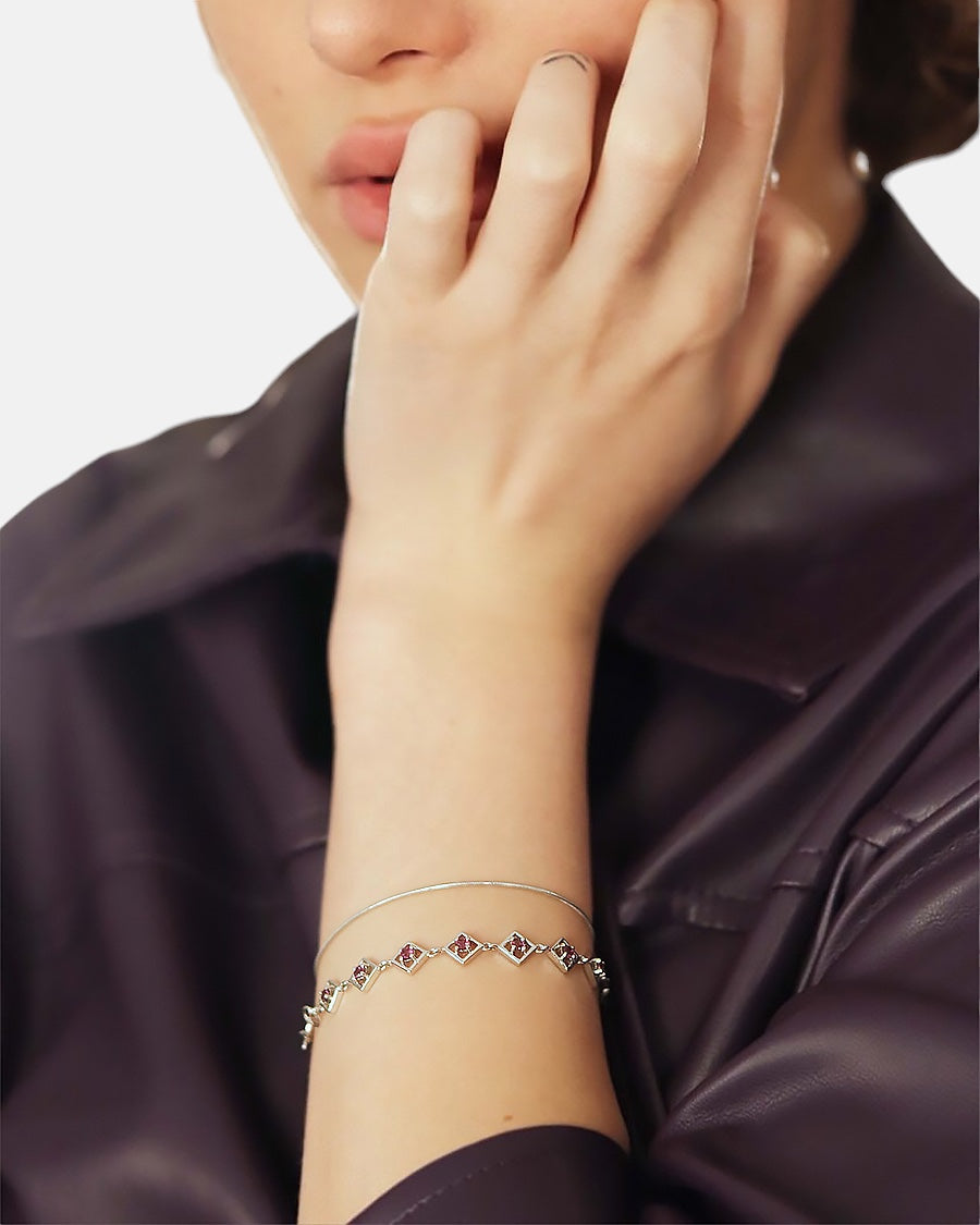 Embrace Me Bracelet Rhodolite Silver
