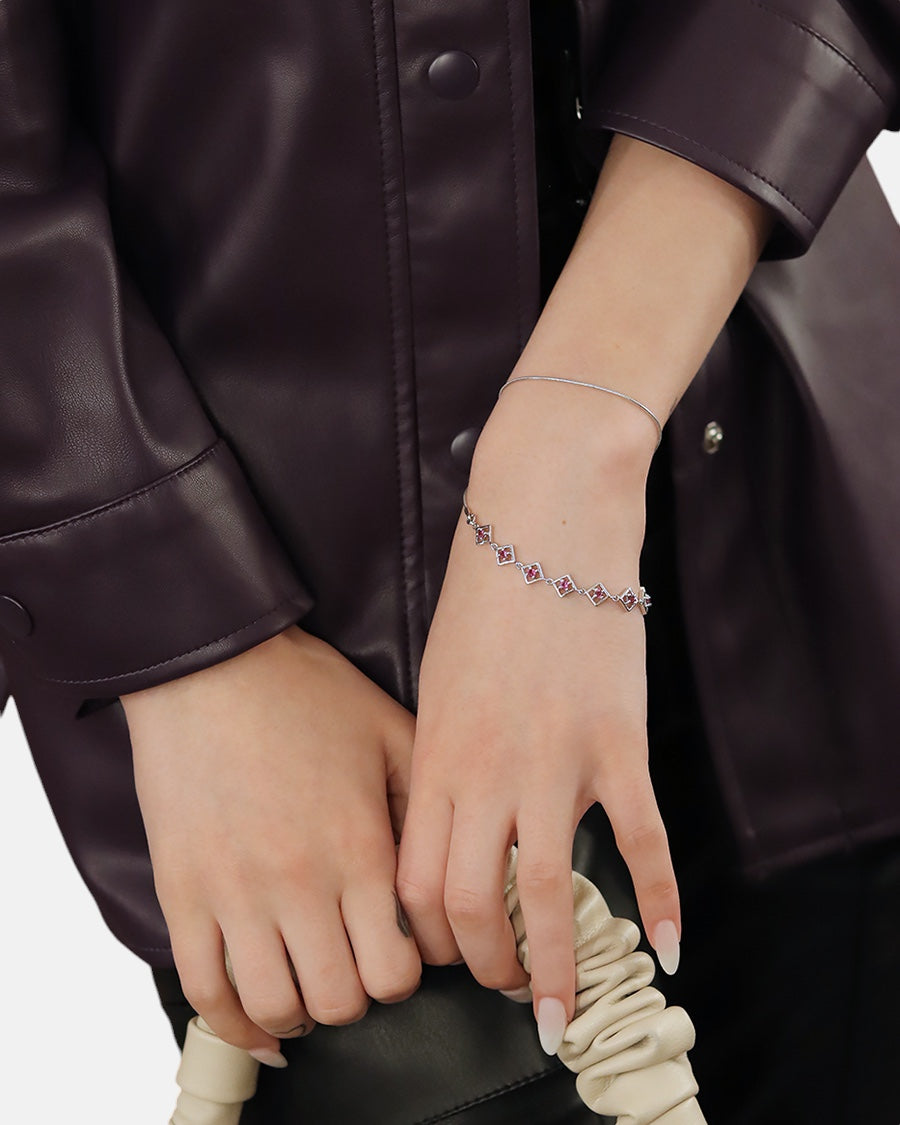 Embrace Me Bracelet Rhodolite Silver