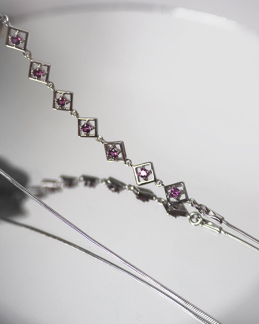 Embrace Me Bracelet Rhodolite Silver