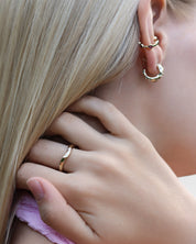 Gold ring hammered pre-set garnet Hidden Inner Strength