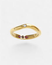 Gold ring polished pre-set garnet Hidden Inner Strength