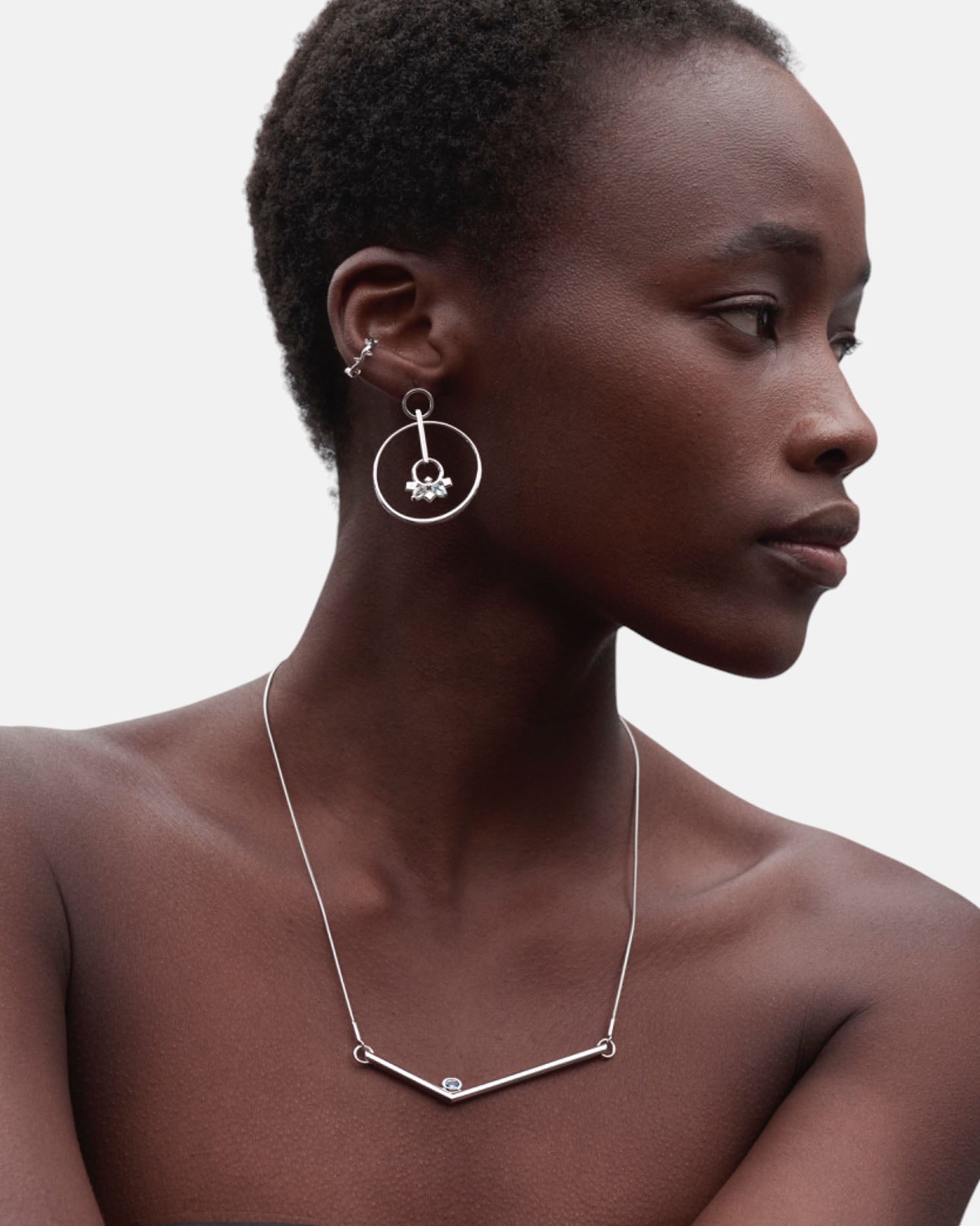 Cit'azone blue - Ear cuff Topaz Silver