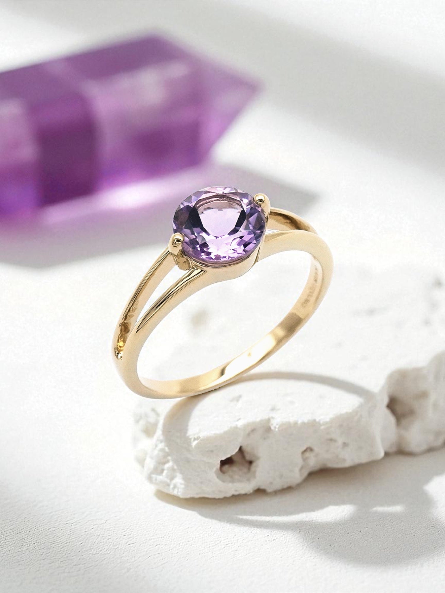 Intention Ring Amethyst - Konzentration Gold