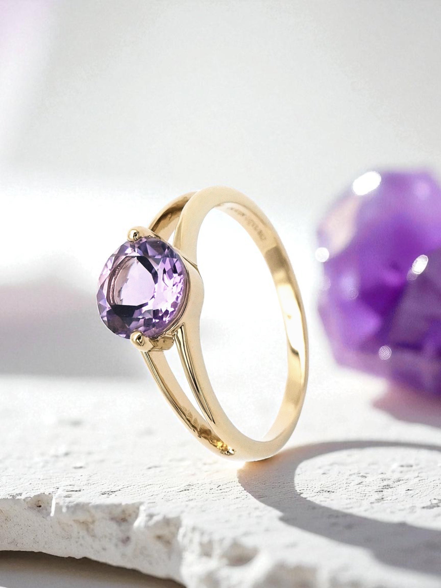 Intention Ring Amethyst - Konzentration Gold