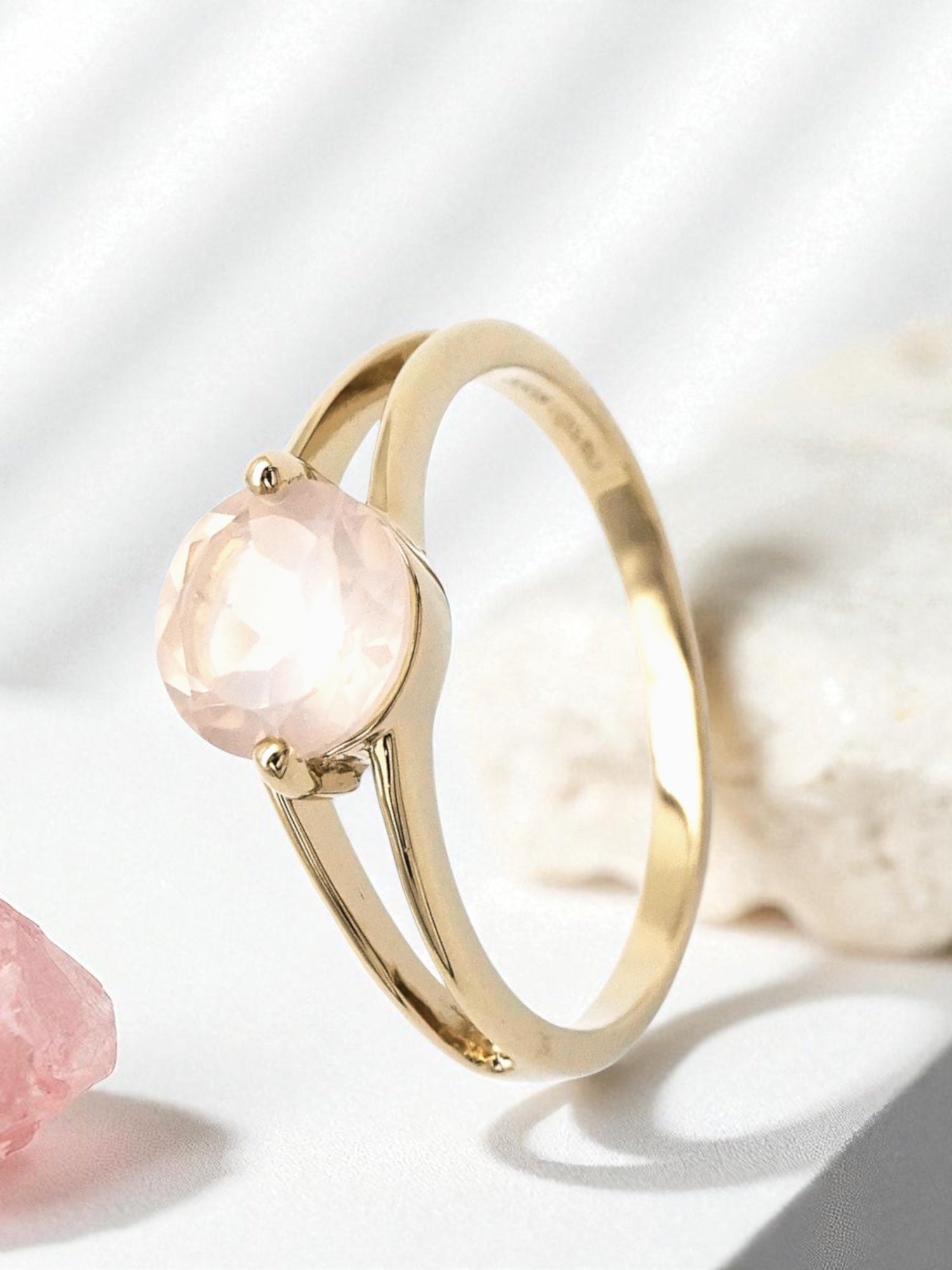 Intention Ring Rosenquarz - Selbstliebe Gold