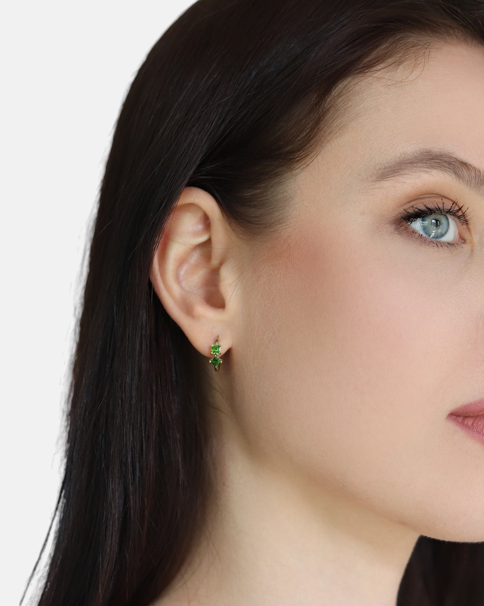Little Creativity Earrings Chrome Diopside Gold