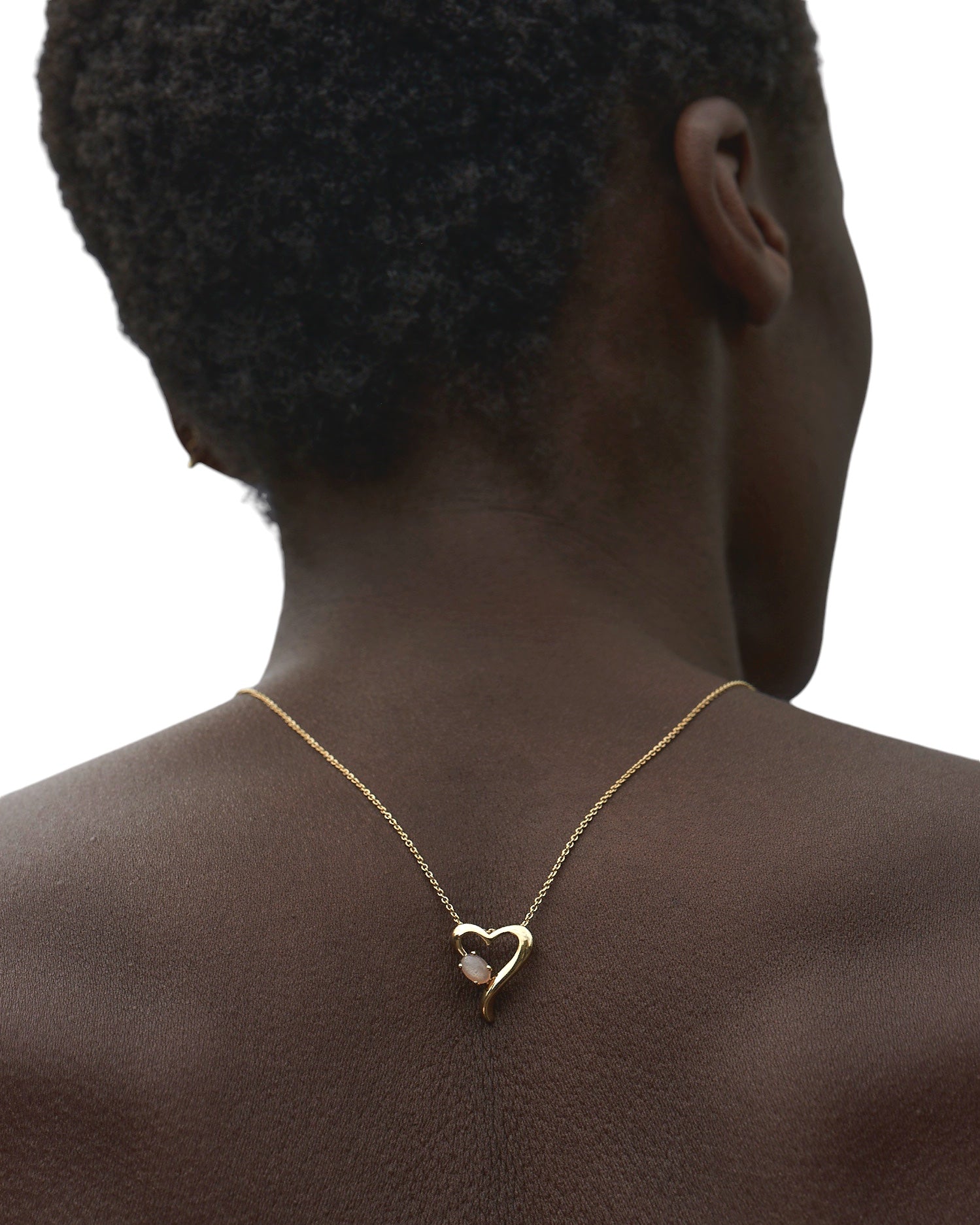 Lovely Heart Necklace Moonstone Gold