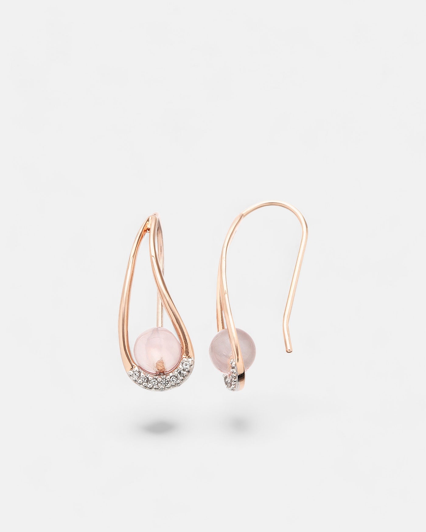 Loving You Earrings Rose Quartz Rose Gold