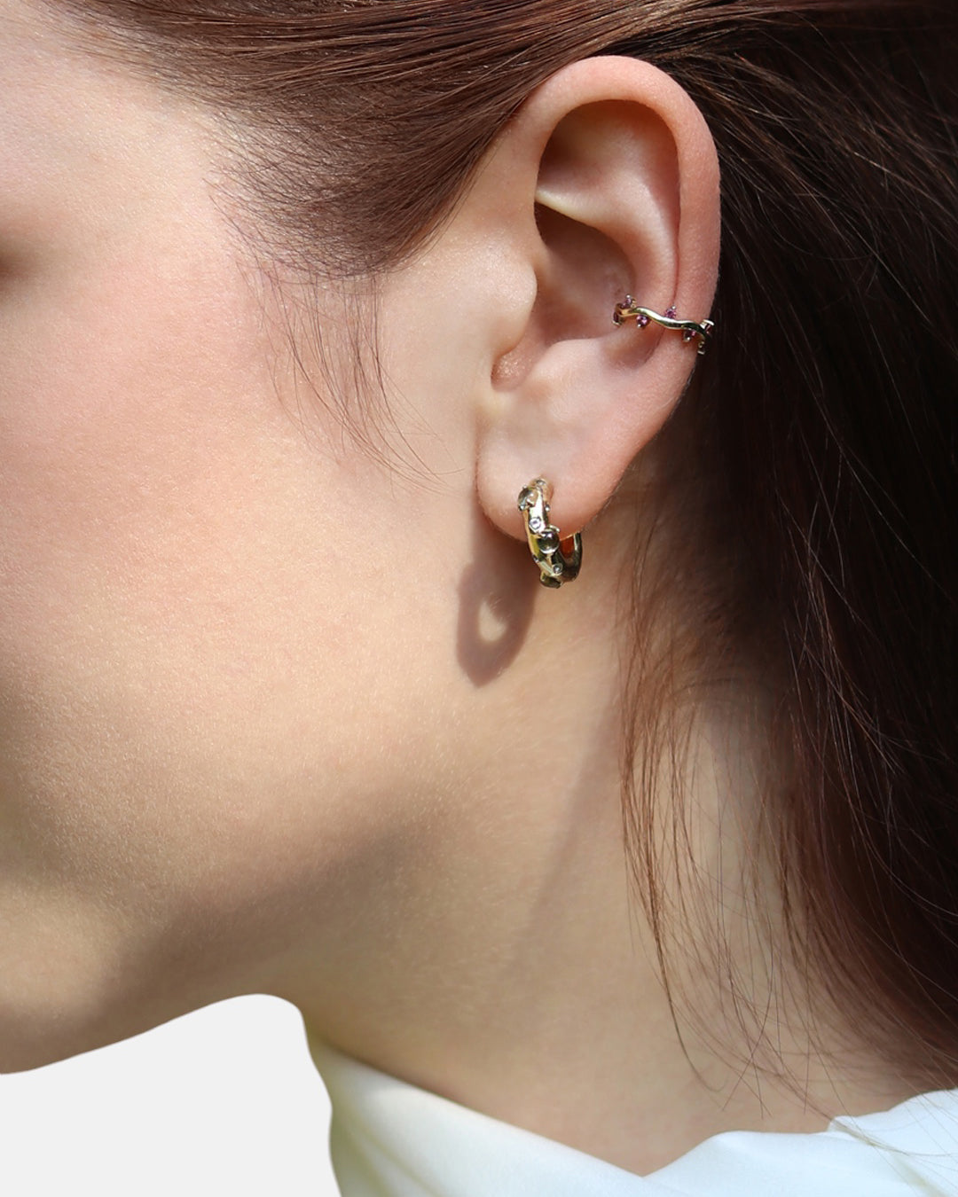 Cit'azone pink - Ear cuff Rhodolith Gold