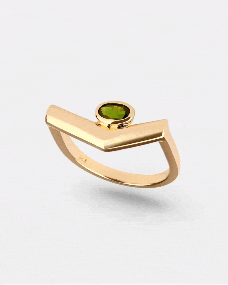 Chromdiopsid Ring Gold - Goldring Damen - Pioneering Edelstein Ring Gold