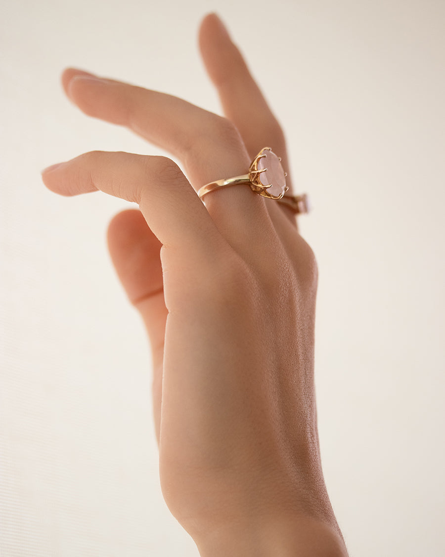Rosenquarz Ring Gold - Rosenquarz Schmuck - Carolin Stone Jewellery