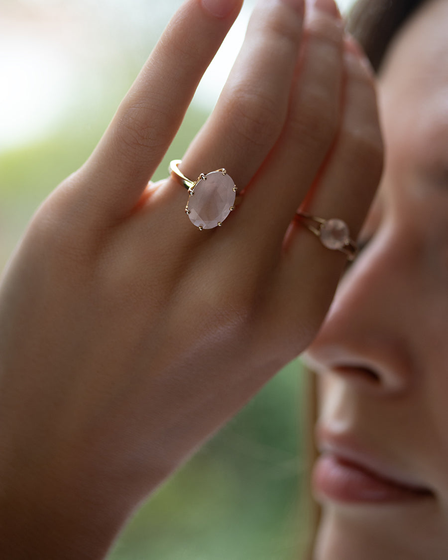 Rose Ring Rose Quartz Gold