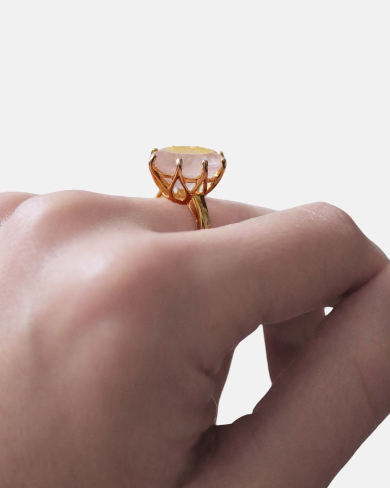 Rose Ring Rosenquarz Gold
