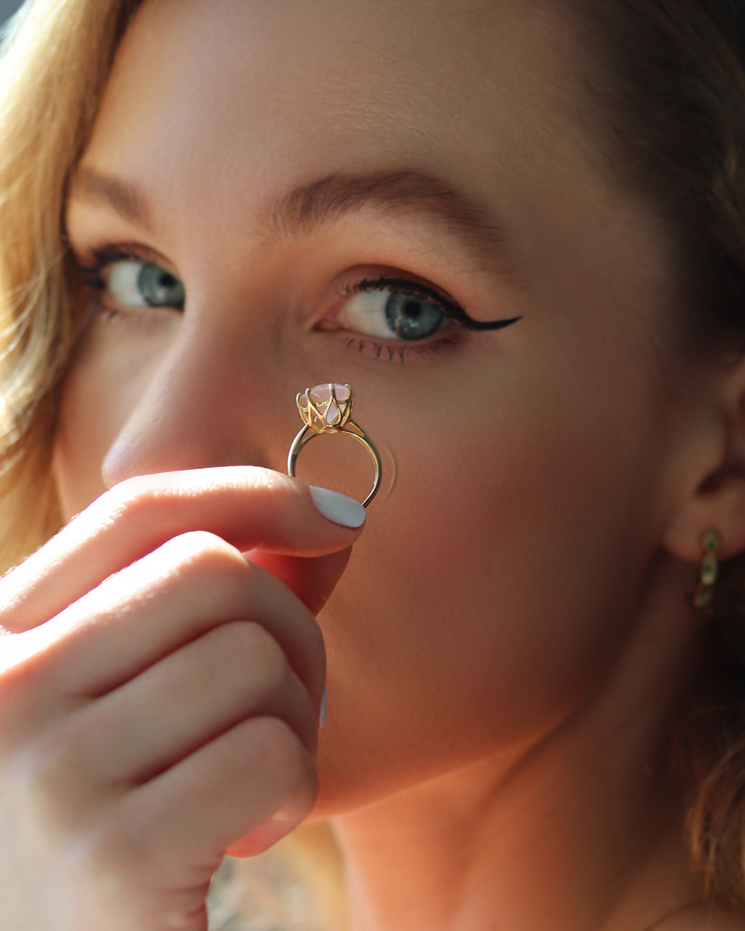 Rose Ring Rosenquarz Gold