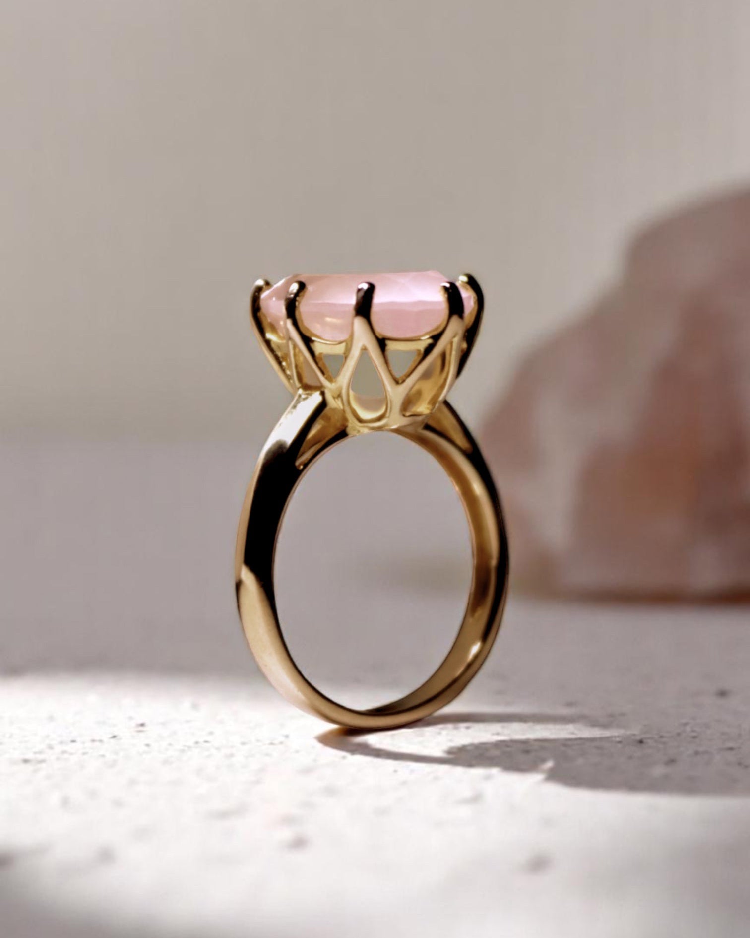 Rose Ring Rose Quartz Gold