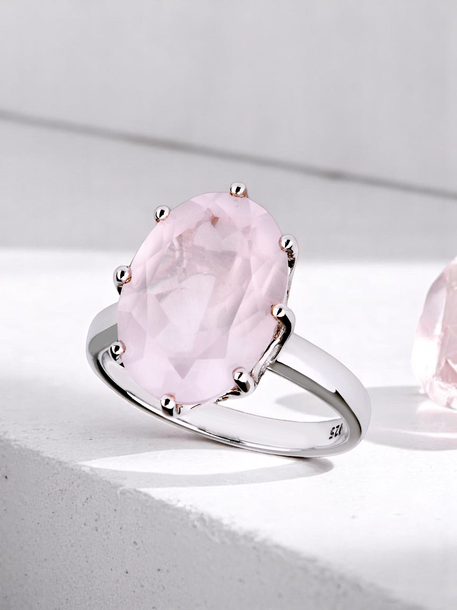 Rosenquarz Ring Silber - Silber Ring Damen - Carolin Stone Jewellery
