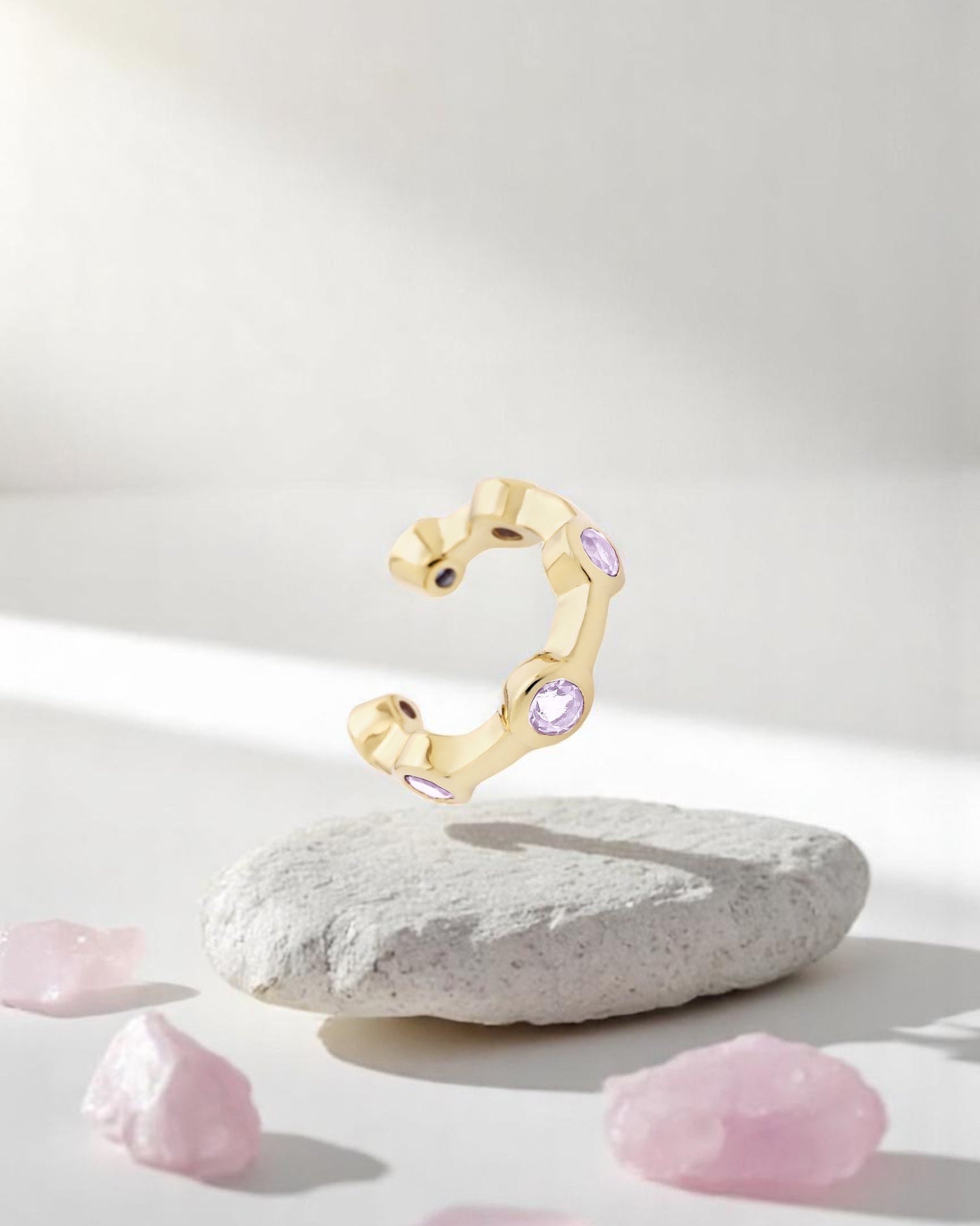 Citygirl rosa - Ear cuff Rosenquarz Gold