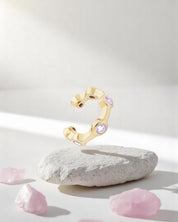 Citygirl rosa - Ear cuff Rosenquarz Gold