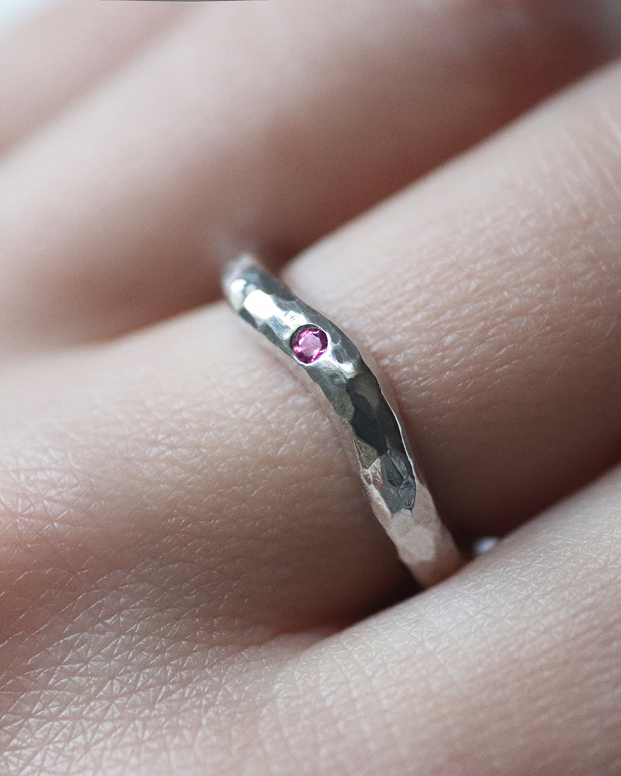Edelstein Ring Silber - Silberring Gehämmert Topas, Amethyst, Rauchquarz, Rosa Saphir Ring Hidden Inner Strength