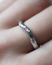 Edelstein Ring Silber - Silberring Gehämmert Topas, Amethyst, Rauchquarz, Rosa Saphir Ring Hidden Inner Strength