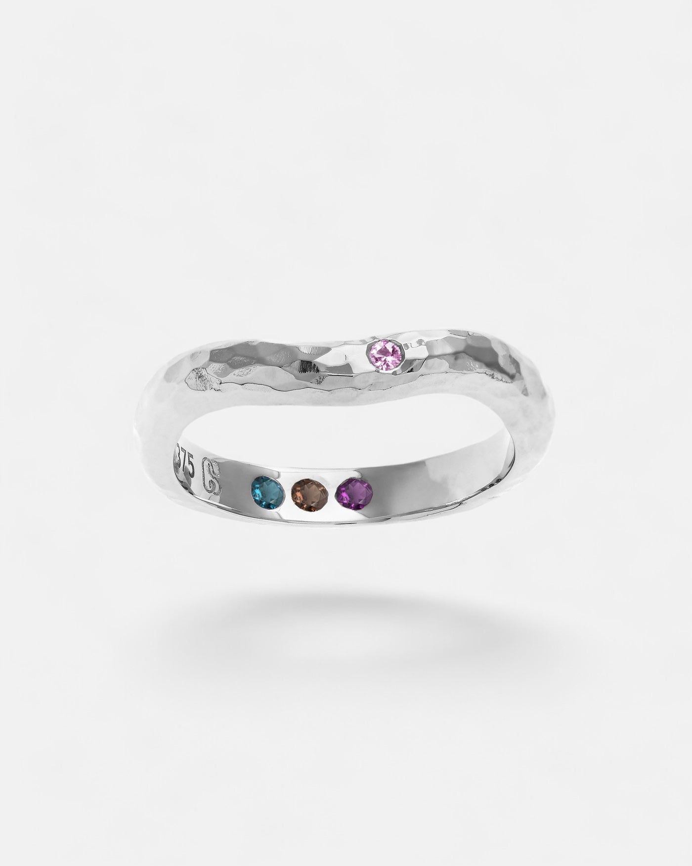 Edelstein Ring Silber - Silberring Gehämmert Topas, Amethyst, Rauchquarz, Rosa Saphir Ring Hidden Inner Strength