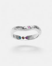 Edelstein Ring Silber - Silberring Gehämmert Topas, Amethyst, Rauchquarz, Rosa Saphir Ring Hidden Inner Strength