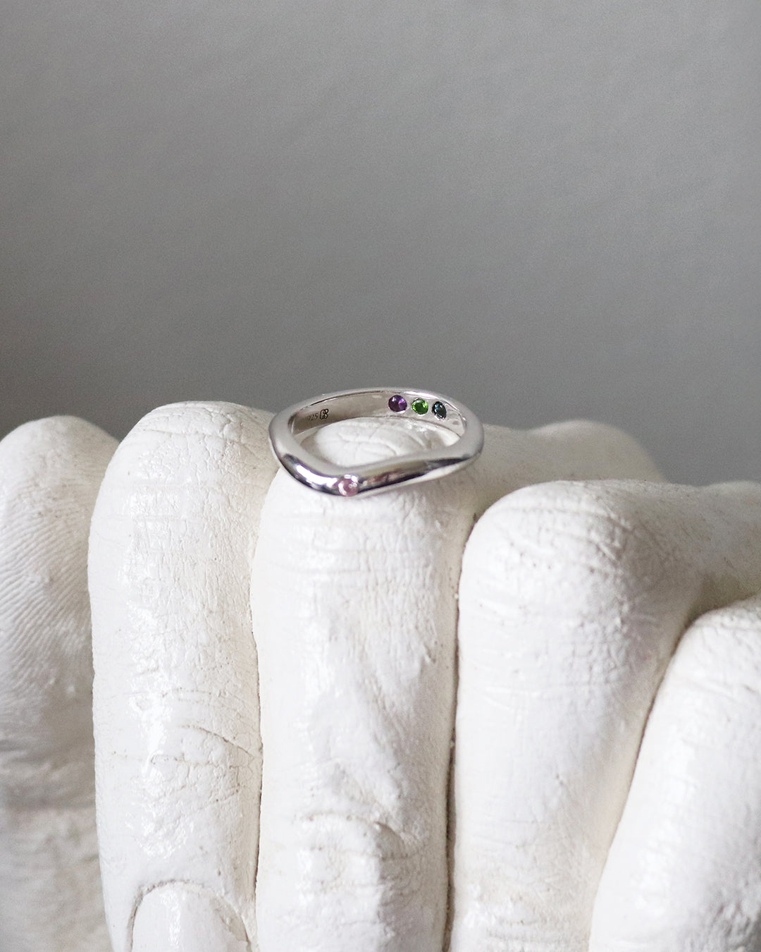 Silver ring polished pre-set topaz Hidden Inner Strength