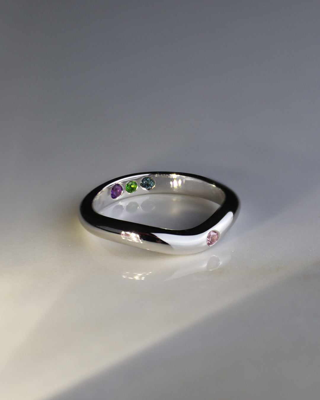 Silver ring polished pre-set topaz Hidden Inner Strength