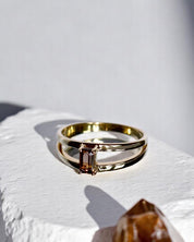 Stressreduzierung Ring Rauchquarz Gold