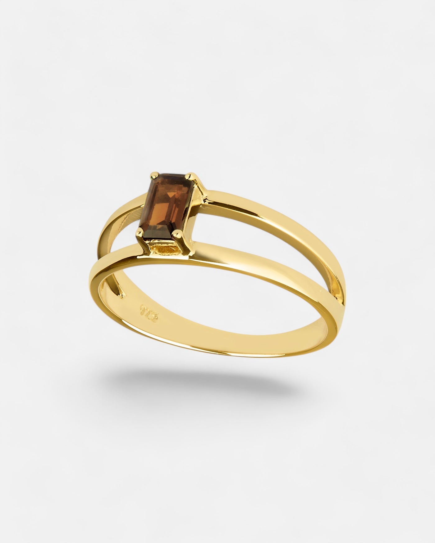 Stressreduzierung Ring Rauchquarz Gold