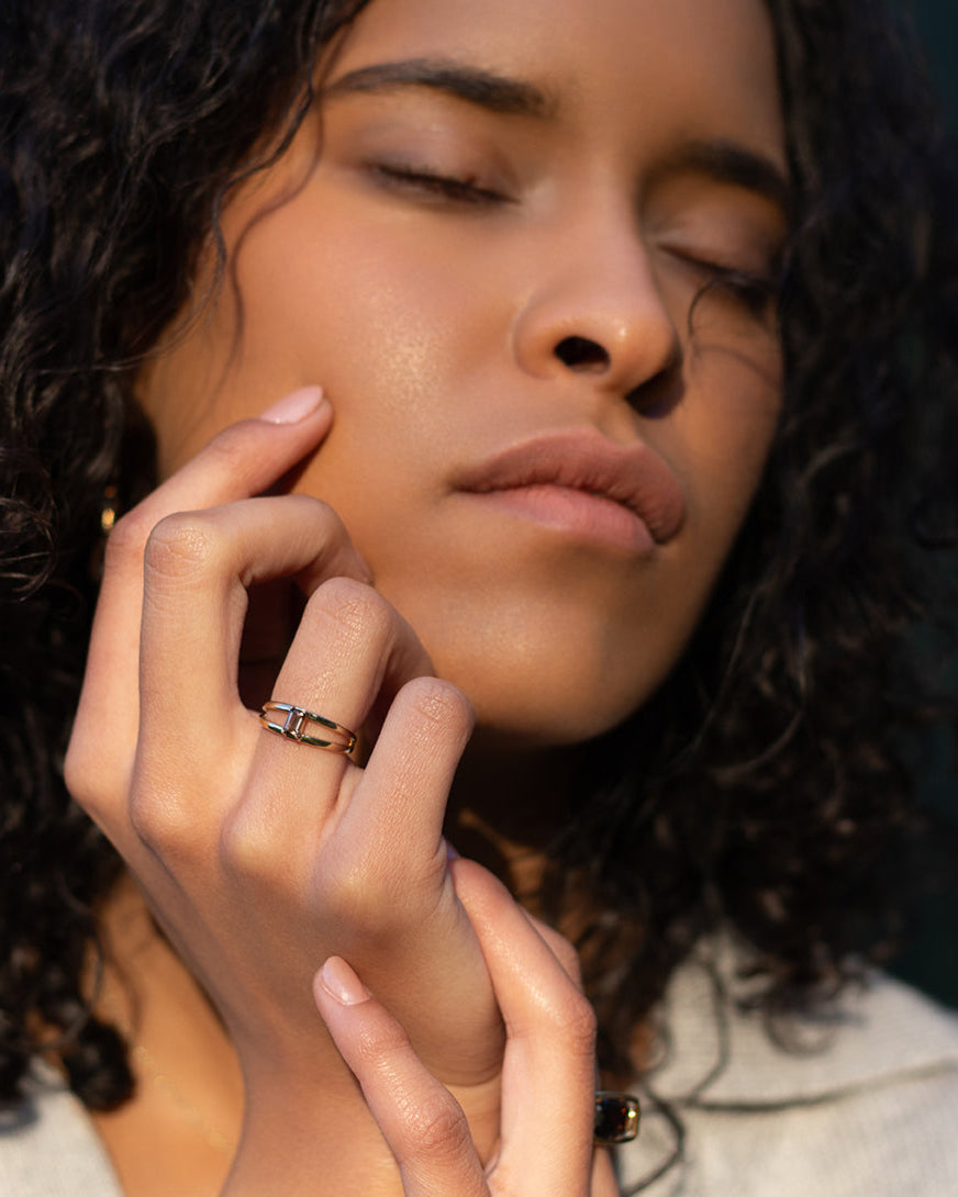 Stressreduzierung Ring Rauchquarz Gold