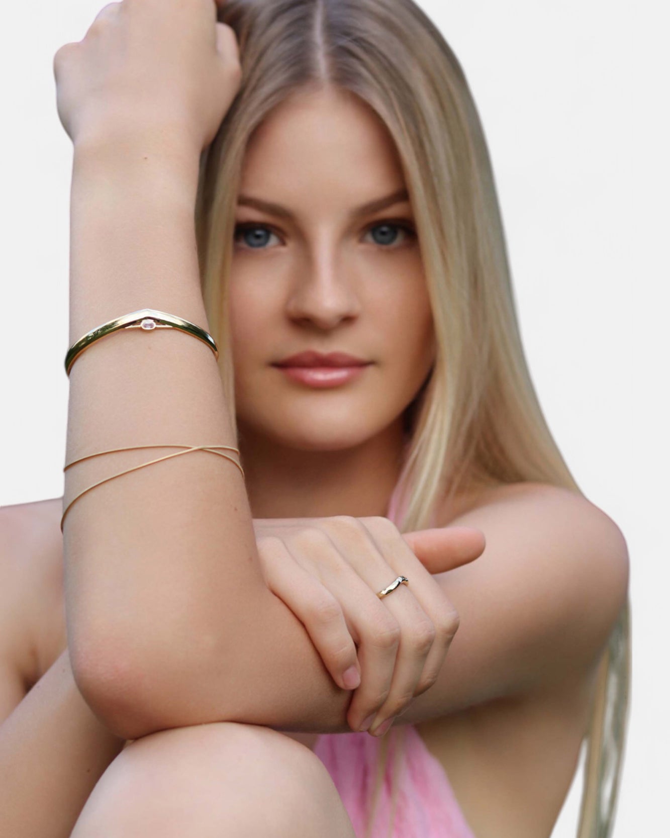 Unlimited Love Armreif Rosenquarz Gold