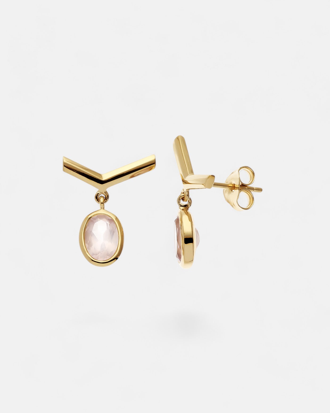 Visionary Ohrstecker Rosenquarz Gold