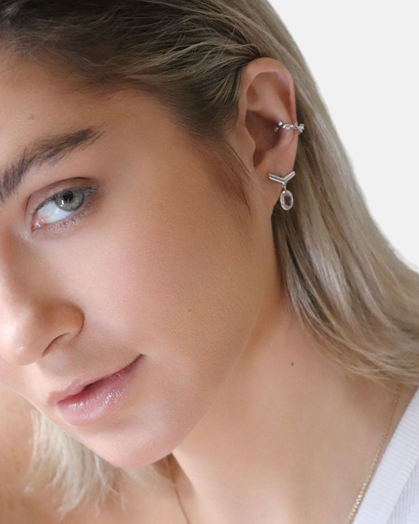 Visionary Ohrstecker Rosenquarz Silber