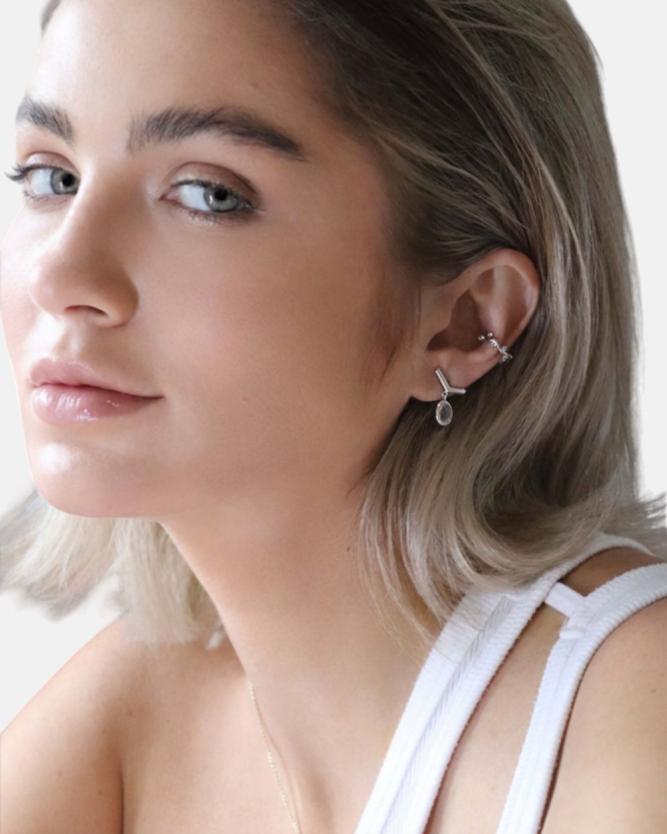 Visionary Ohrstecker Rosenquarz Silber