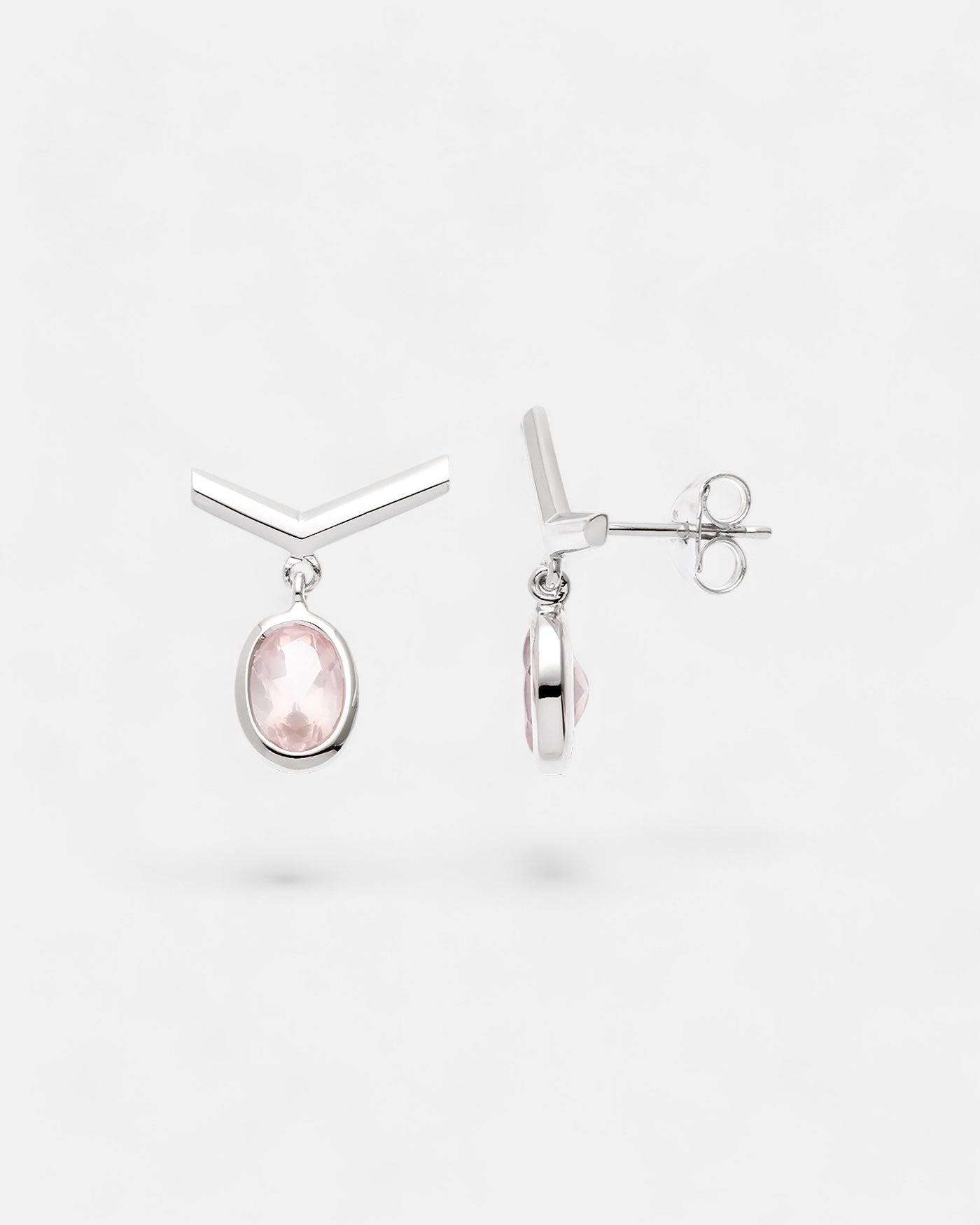 Visionary Ohrstecker Rosenquarz Silber
