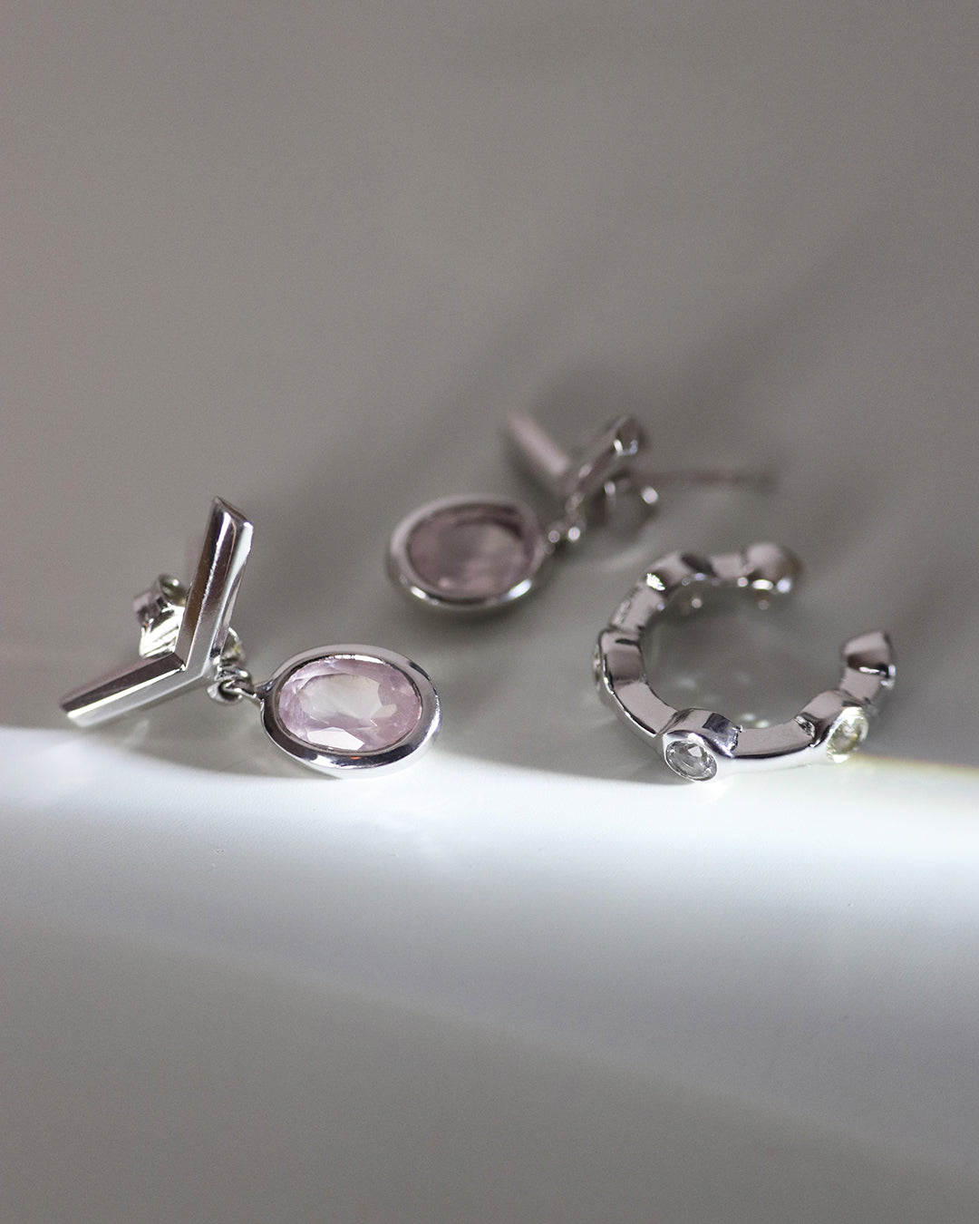 Visionary Ohrstecker Rosenquarz Silber