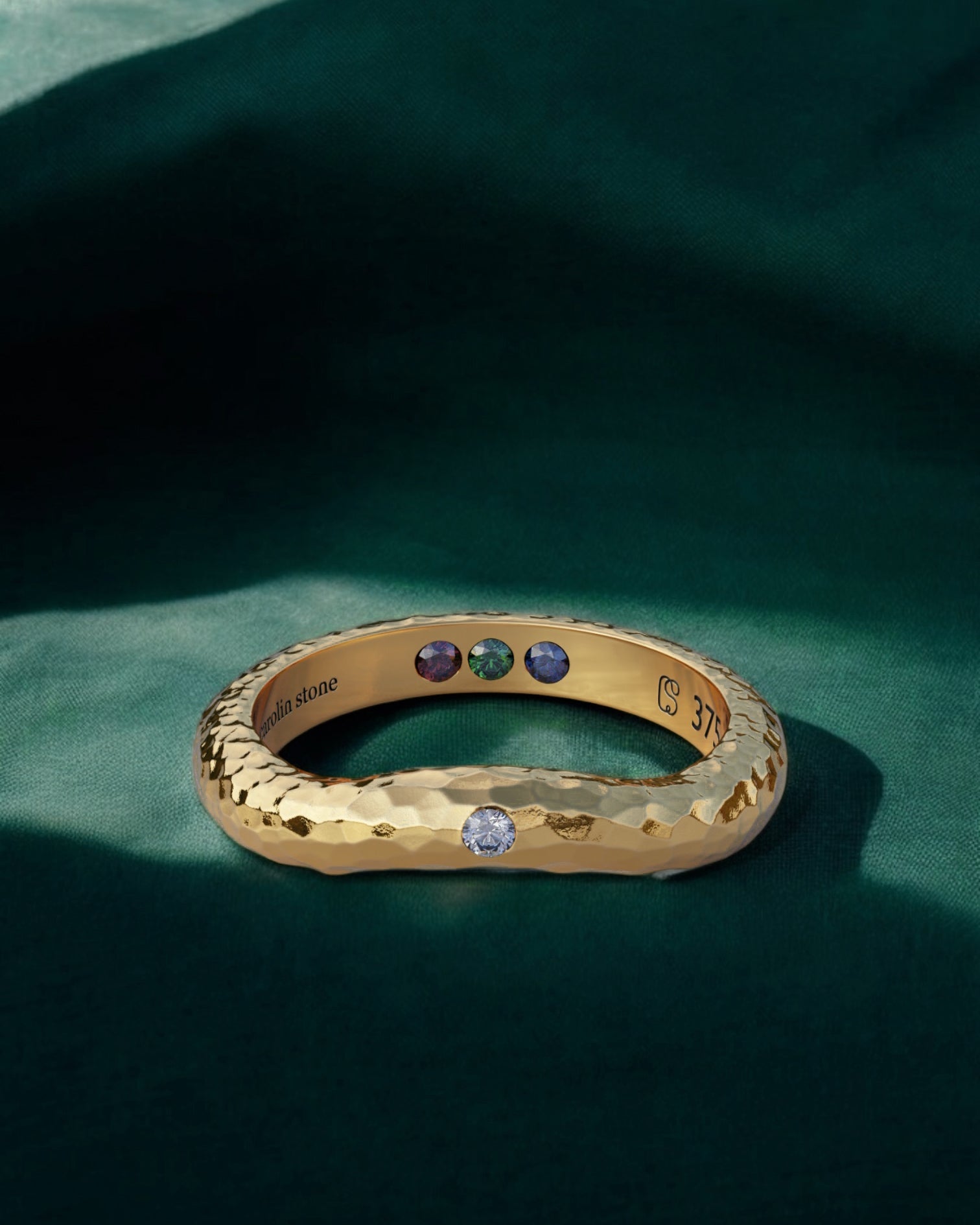 Gold ring hammered pre-set garnet Hidden Inner Strength