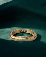 Gold ring hammered pre-set garnet Hidden Inner Strength