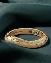 Gold ring hammered pre-set garnet Hidden Inner Strength
