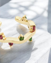 Cit'azone pink-grün - Ear cuff Rhodolith Gold