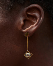 Sparkling earrings green amethyst gold