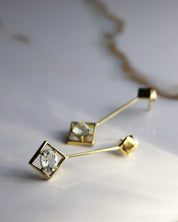 Sparkling earrings green amethyst gold