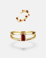 Positive Energy Set – Granat Ring & Earcuff für kraftvolle Ausstrahlung