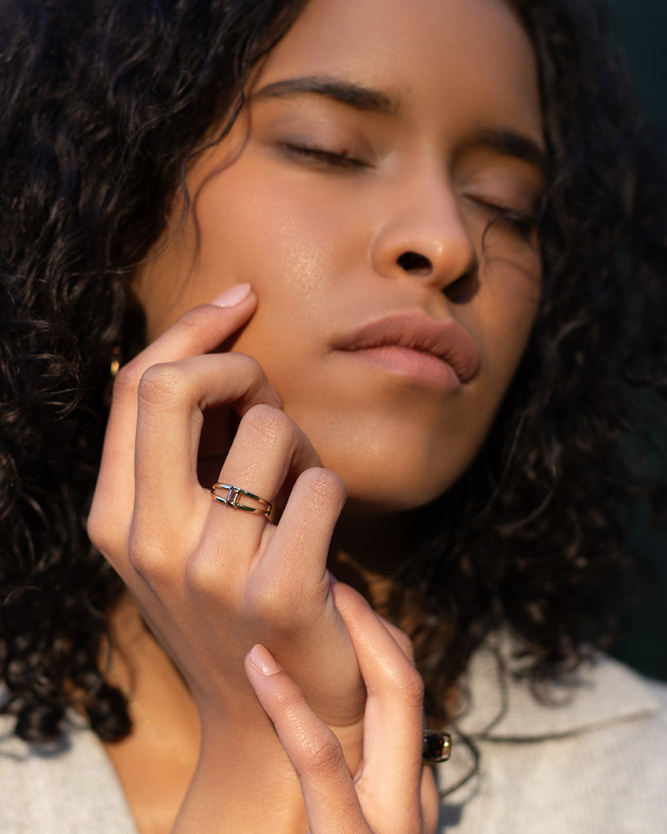Stressreduzierung Ring Rauchquarz Gold