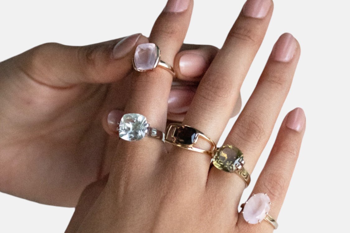 Brilliant Ring Olivenquarz Gold